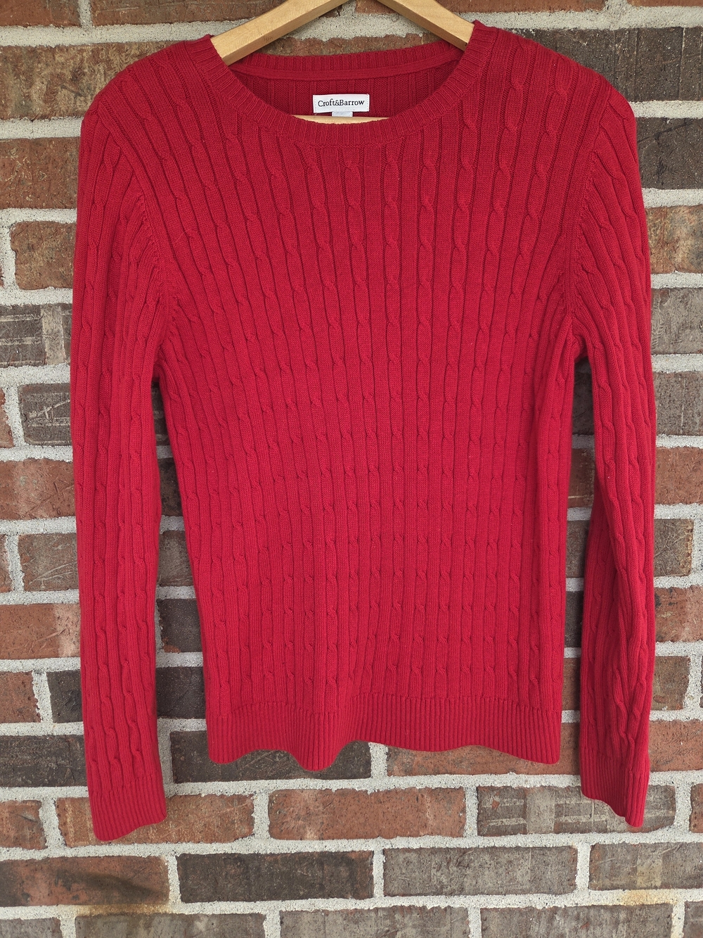 croft & barrow Bright Red Cable-Knit Crewneck Sweater